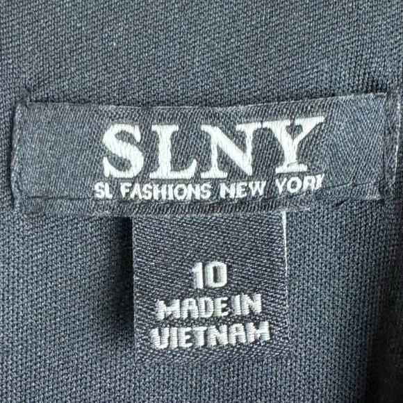 SLNY Black Floral Halter Top Sleeveless Belted Lined Zip Up Maxi Dress Pockets - Picture 10 of 11